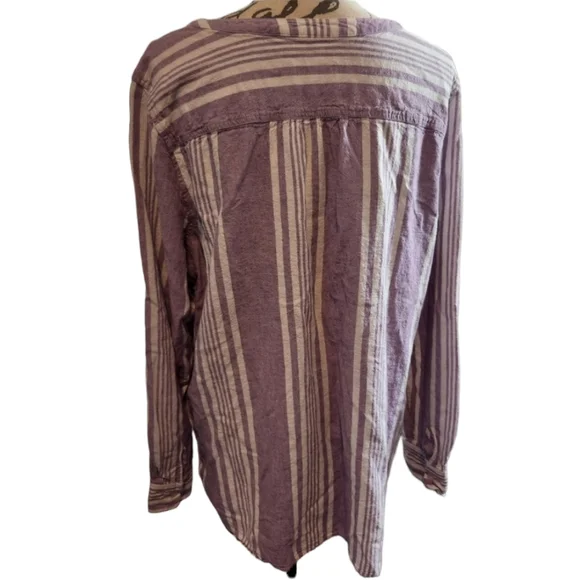 Denim & Co Striped Yarn Dyed Woven Shirt - Picture 2 of 11